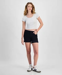 Celebrity Pink Juniors Mid Rise Frayed Cuff Shorts