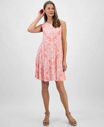 Style & Co Petite Floral-Print Sleeveless Flip-Flop Dress, Exclusively at Macy's