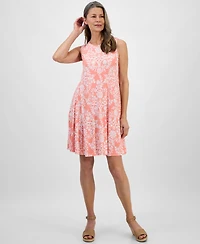 Style & Co Petite Floral-Print Sleeveless Flip-Flop Dress, Exclusively at Macy's