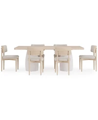 Lunare 7-Pc. Dining Set (Rectangular Table & 6 Curved Chairs)