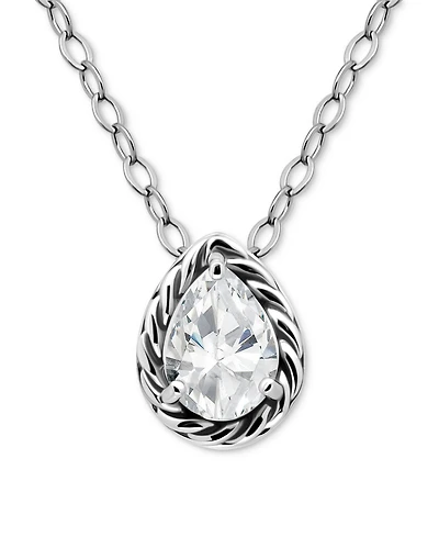 Giani Bernini Cubic Zirconia Solitaire Pendant Necklace (1 ct. t.w.) in 18k Gold over Sterling Silver, 16" + 2" extender