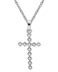 Giani Bernini Cubic Zirconia Pave Cross Pendant Necklace (1/5 ct. t.w.) in Sterling Silver, 16" + 2" extender