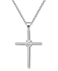 Giani Bernini Cubic Zirconia Cross Pendant Necklace (3/8 ct. t.w.) in Sterling Silver, 16" + 2" extender