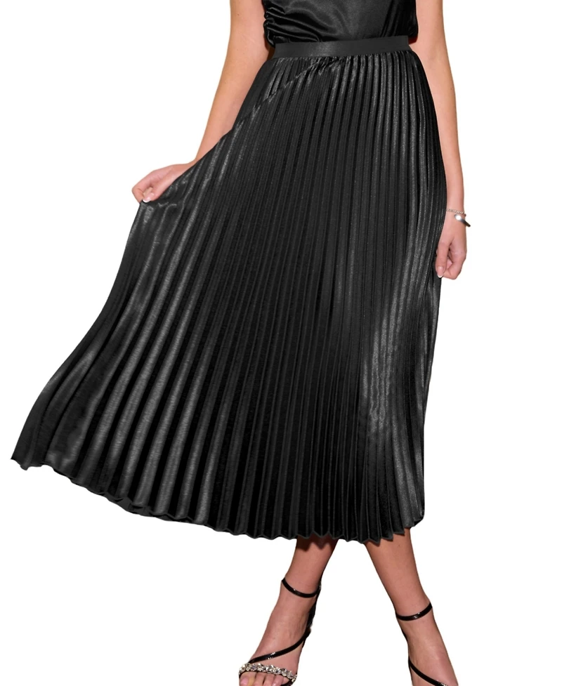 Cupshe Women's Satin Pleated Midi Skirt