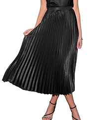 Cupshe Women's Satin Pleated Midi Skirt