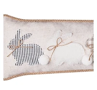 9" x 36" Spring Easter Bunnies Rabbits w/ Tufted Tails Long Decorative Accent Throw Pillow