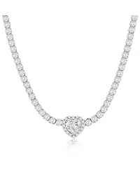 Sterling Silver, Heart Cz Tennis Necklace