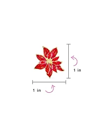 Bling Jewelry Large Statement Poinsettia Brooch Clip-On Earrings Set White Red Enamel