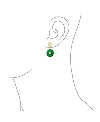 Bling Jewelry Asian Style Green Jade Dangle Earrings 14K Gold Plated Sterling Silver