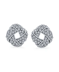 Bling Jewelry Twist Braided Crystal Love Knot Clip-On Earrings Non-Pierced Ears