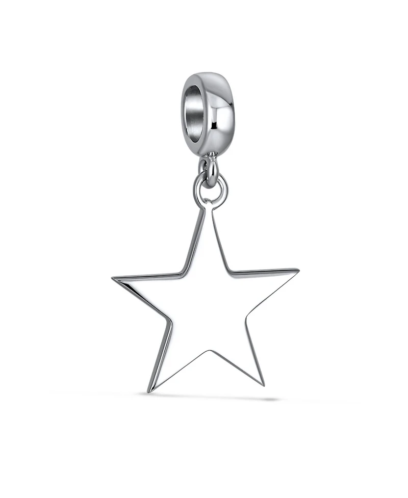 Bling Jewelry Patriotic Flag Star Dangle Charm Bead Sterling Silver European Bracelet