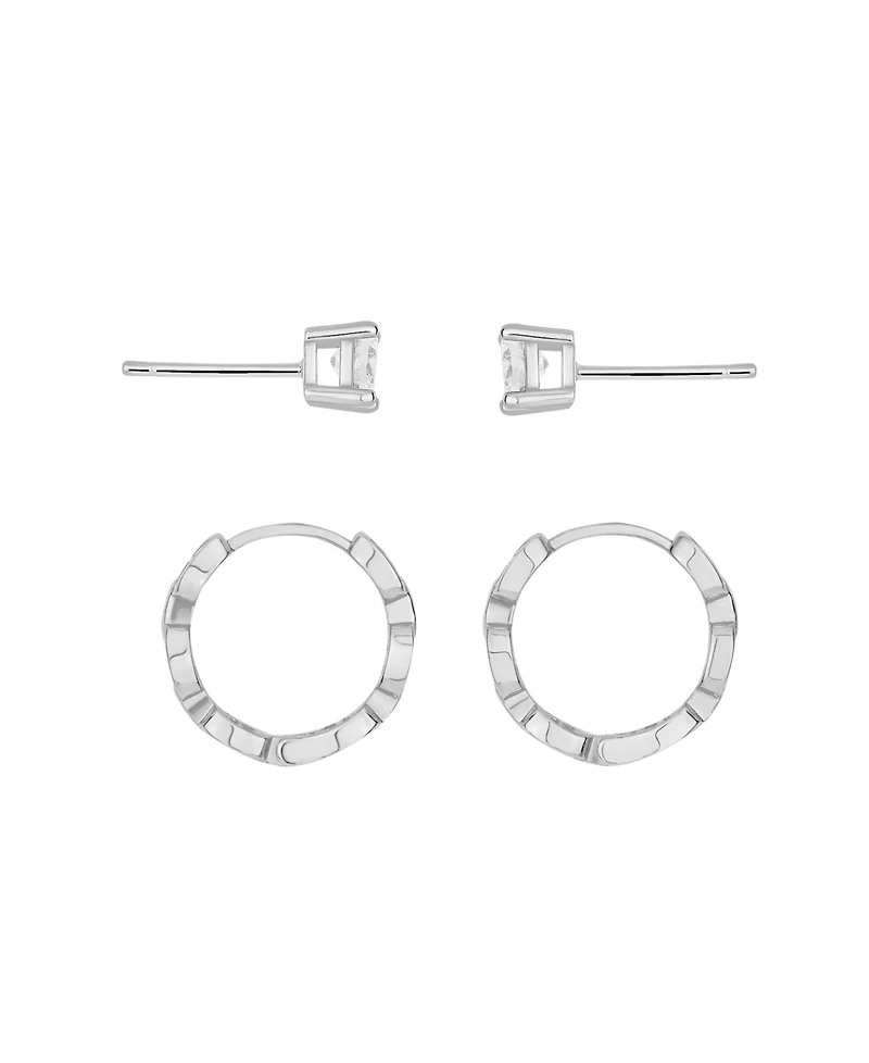 and Now This Cubic Zirconia Stud Hoop Earring Set