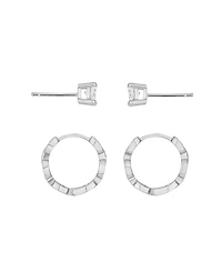 and Now This Cubic Zirconia Stud Hoop Earring Set