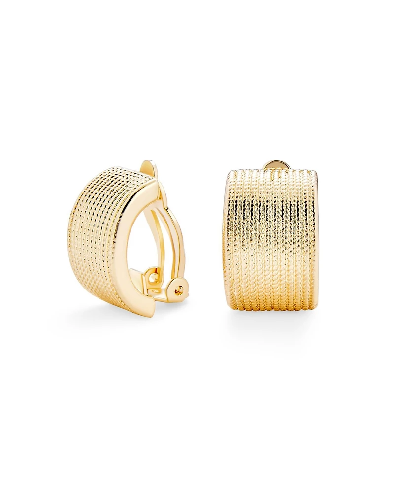 Bling Jewelry Casual Twisted Wide Half Hoop Clip-On Earrings Non-Pierced Ears