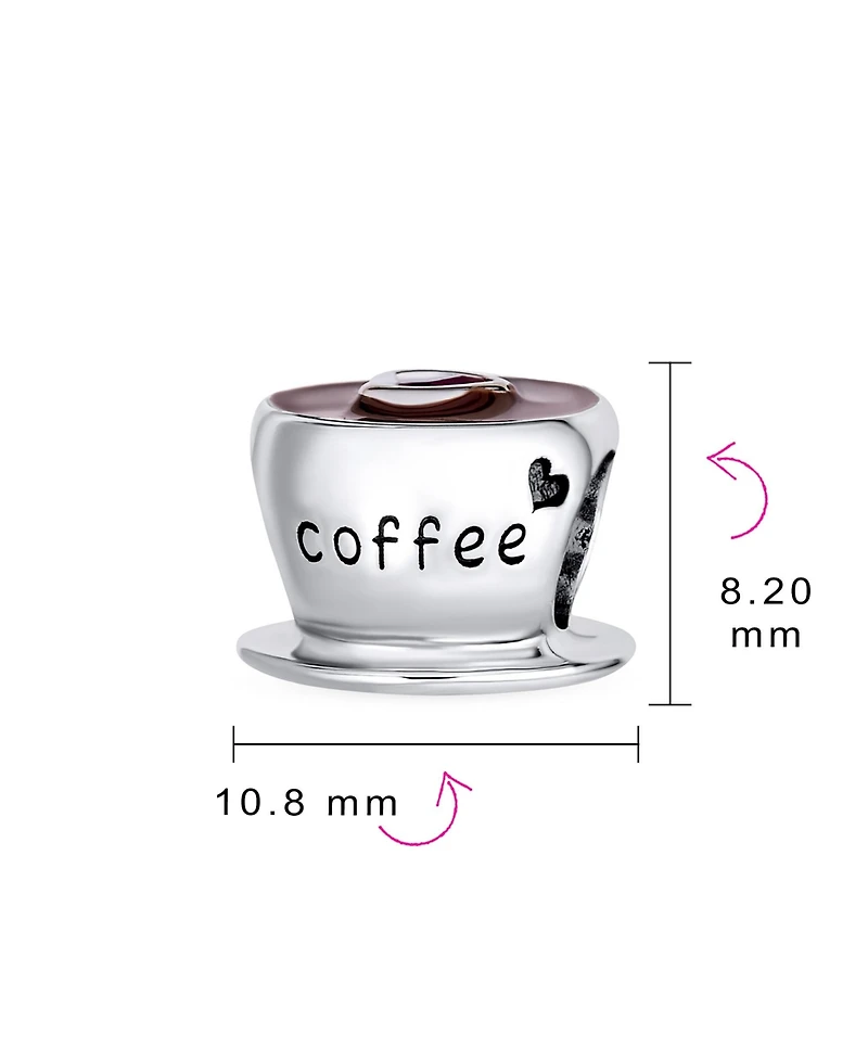 Bling Jewelry Red Cz Heart Coffee Cup Charm Bead Sterling Silver European Bracelets