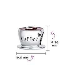 Bling Jewelry Red Cz Heart Coffee Cup Charm Bead Sterling Silver European Bracelets