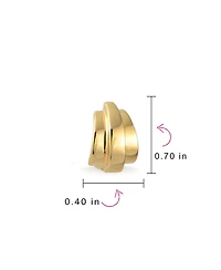 Bling Jewelry Geometric Shrimp Half Hoop Clip On Earrings For Non Pierced Ears Polished Yellow Gold Plated