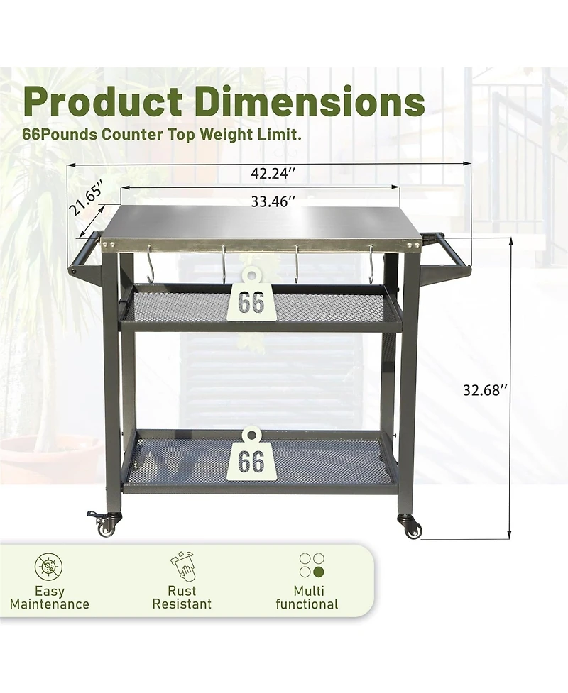 Mondawe 3-Shelf Outdoor Grill Table