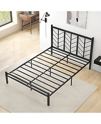 Platform Bed with Metal Frame and Headboard for Modern Bedroom Setup