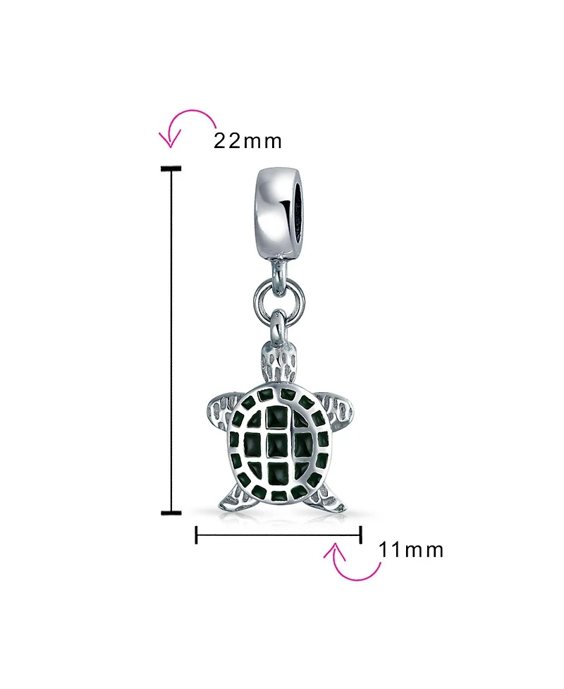 Bling Jewelry Nautical Green Turtle Dangle Charm Bead Sterling Silver European Bracelet