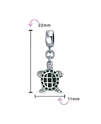 Bling Jewelry Nautical Green Turtle Dangle Charm Bead Sterling Silver European Bracelet