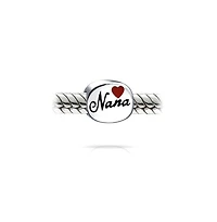 Bling Jewelry Nana Grandma Red Heart Charm Bead Sterling Silver European Bracelet