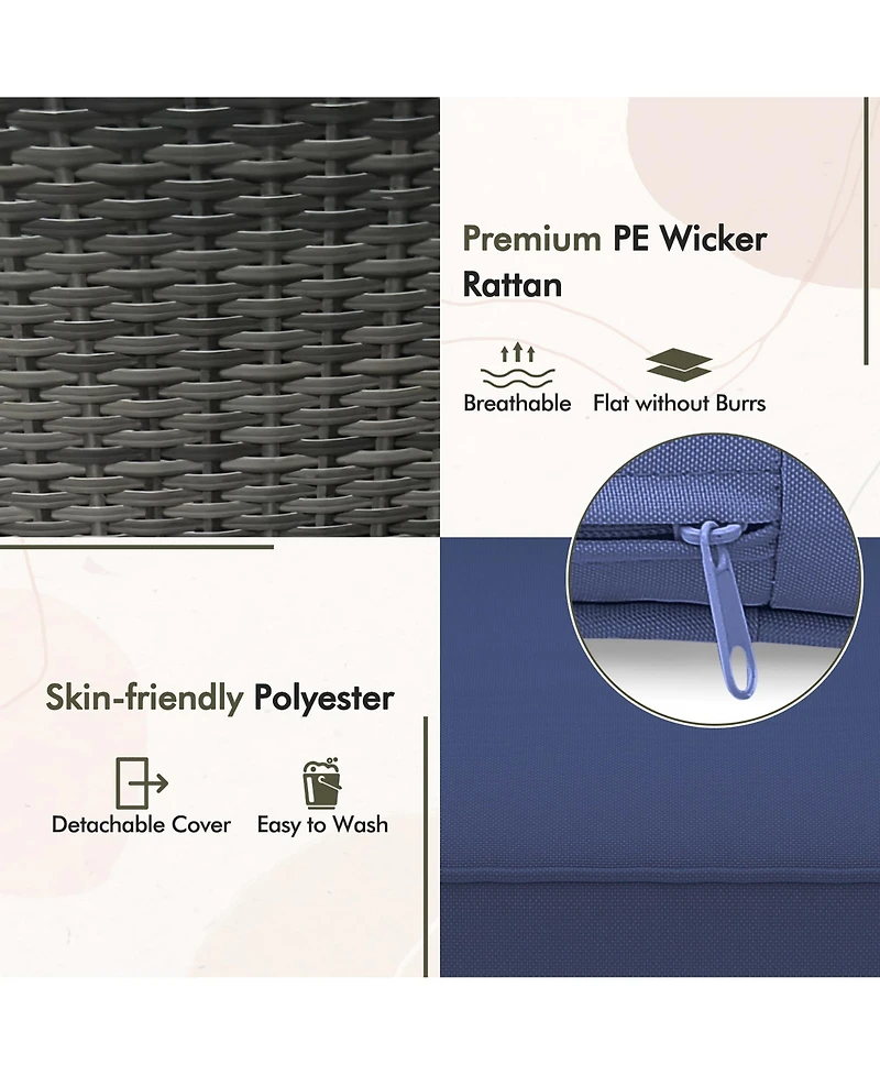 Gymax 3-Piece Patio Furniture Set Pe Wicker Conversation Bistro Set w/ A Tempered Glass Table