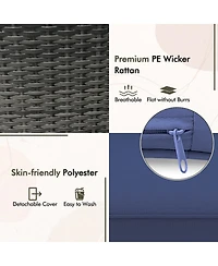 Gymax 3-Piece Patio Furniture Set Pe Wicker Conversation Bistro Set w/ A Tempered Glass Table