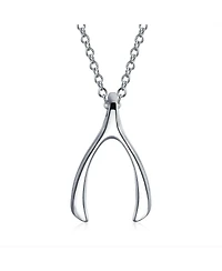 Bling Jewelry Good Luck Graduation Charm Wishbone Pendant Necklace Sterling Silver Rose Gold Plated