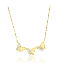 Sterling Silver, Double-Sided, Butterfly Necklace - Gold Plated