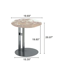 Manhattan Comfort Alondra 19.68" Modern Round Sintered Stone Top End Table