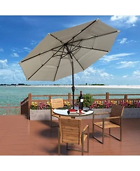 10 Ft Patio Umbrella 3-Tier Outdoor Table Large Pool For Deck, Pool, Garden, Patio-Red