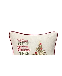 Merry Poinsettia Gift 16" x 16" Embroidered Throw Pillow