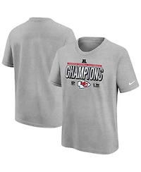 Nike Big Boys and Girls Heather Gray Kansas City Chiefs 2024 Afc Champions Locker Room Trophy Collection T-Shirt
