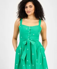 julia jordan Women's Cotton Eyelet Midi Dress