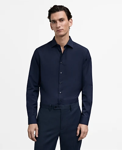 Mango Men's Slim-Fit Cotton Poplin Dress Shirt