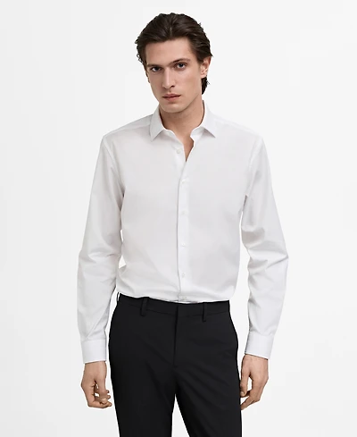 Mango Men's Slim-Fit Cotton Poplin Dress Shirt