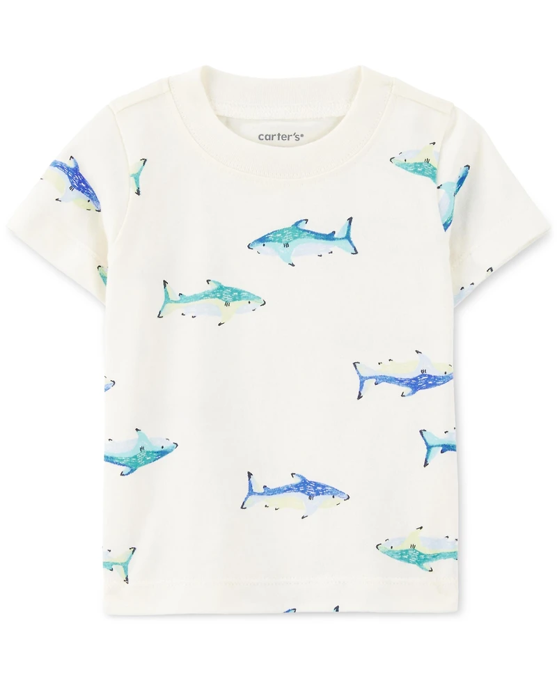 Carter's Baby Boys Shark-Print T-Shirt & Shortall, 2 Piece Set