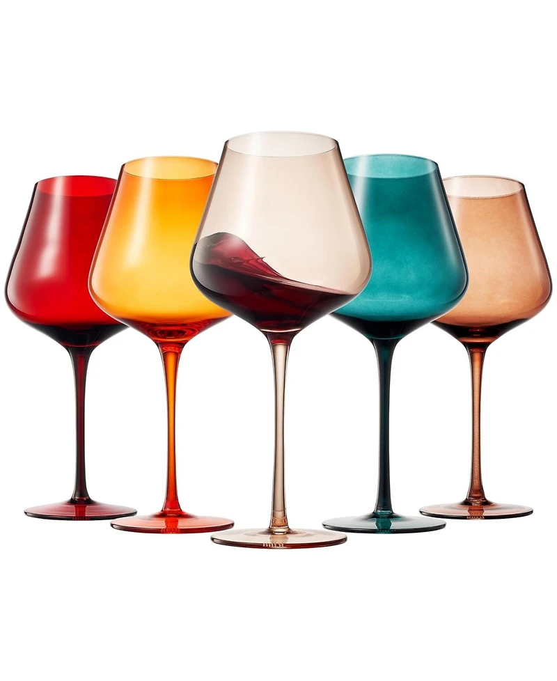 The Wine Savant Colors of Amsterdam Wine Glasses, Set of 5