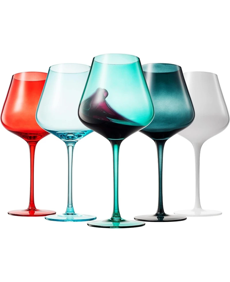 The Wine Savant Colors of Bondi Beach Sydney Wine Glasses, Set of 5