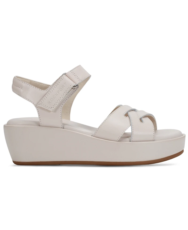 Rockport Women's Amira Strappy Open Toe Casual Wedge Sandals