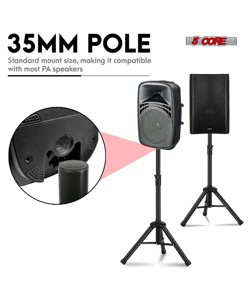 5 Core Speaker Stand Tripod Tall Adjustable 36 Inch Dj Pole Mount Studio Monitor Stands