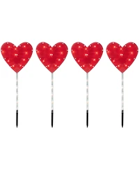 Heart Valentine's Day Pathway Marker Lawn Stakes Clear Lights Set, 4 Piece