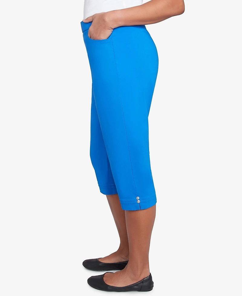 Alfred Dunner Petite Parrot Cay Novelty Cuff Tummy Control Capri Pants