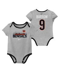 Nike Baby Boys and Girls Joe Burrow Cincinnati Bengals Three-Pack Bodysuit Set