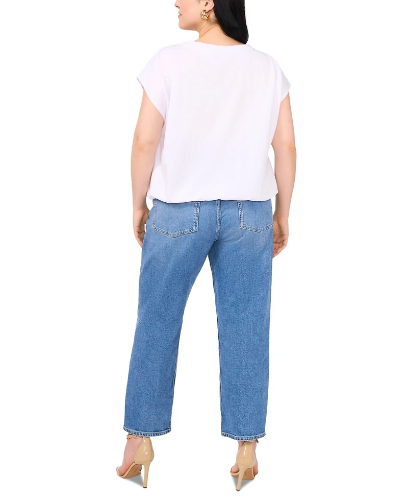 Vince Camuto Plus Elastic-Hem Cap-Sleeve Top