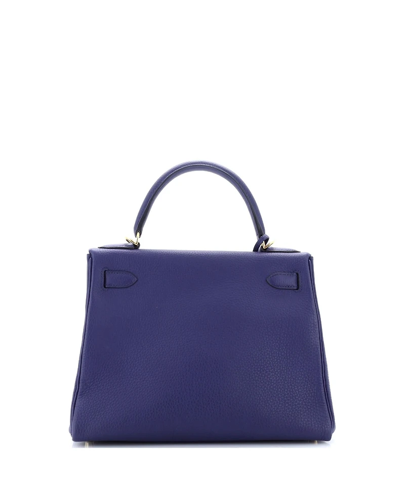 Pre-Owned HERMES Kelly 28 Handbag Blue Togo with Gold Hardware