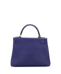 Pre-Owned HERMES Kelly 28 Handbag Blue Togo with Gold Hardware