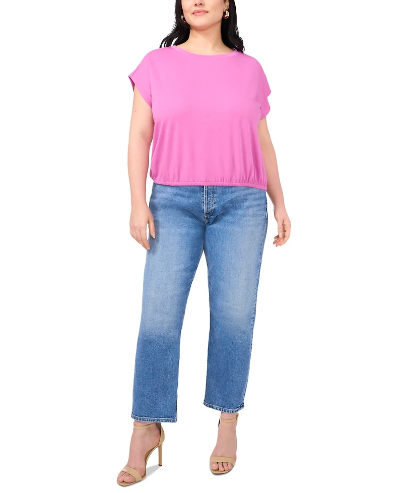 Vince Camuto Plus Size Elastic-Hem Cap-Sleeve Top