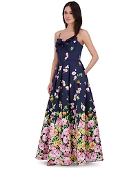 Eliza J Women's Printed Bow Sleeveless Ball Gown